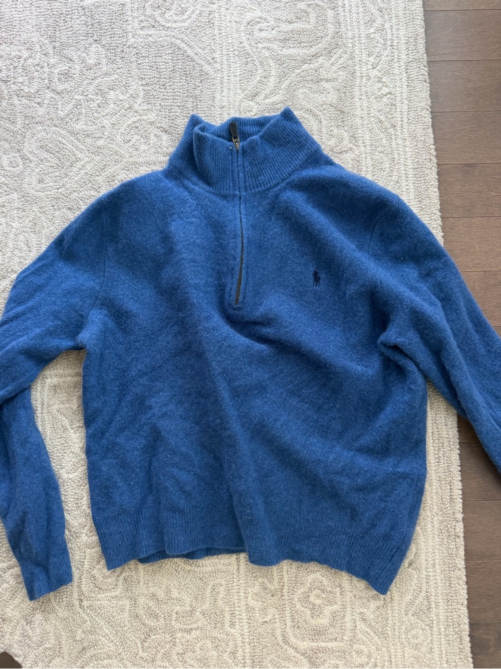 Ralph Lauren Men's Royal Blue Half‑Zip Sweater
